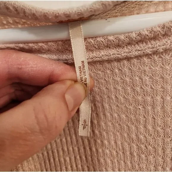 Free People Rose Pink Sweater with Floral Sleeves - Picture 5 of 13